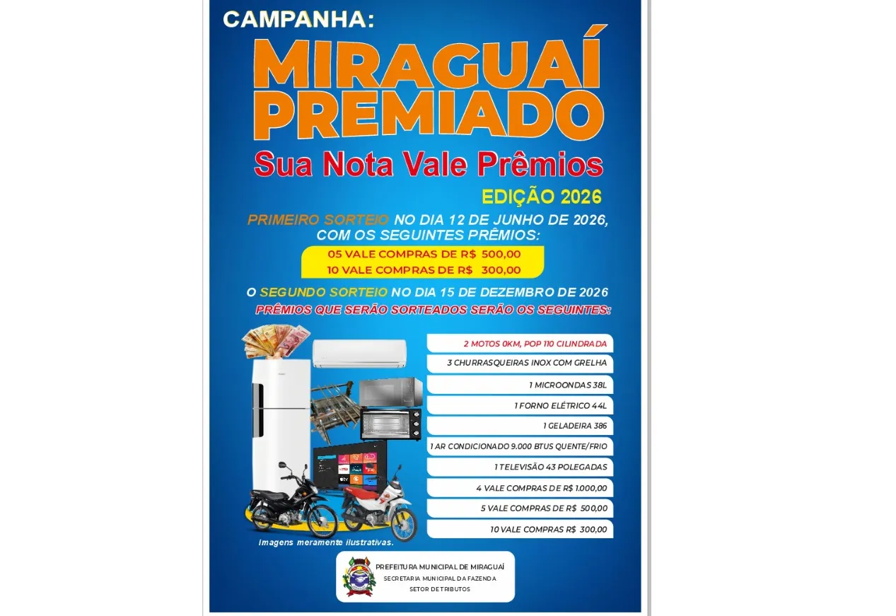 MIRAGUAI LANÇA CAMPANHA DE PRÊMIOS  EDIÇÃO 2026